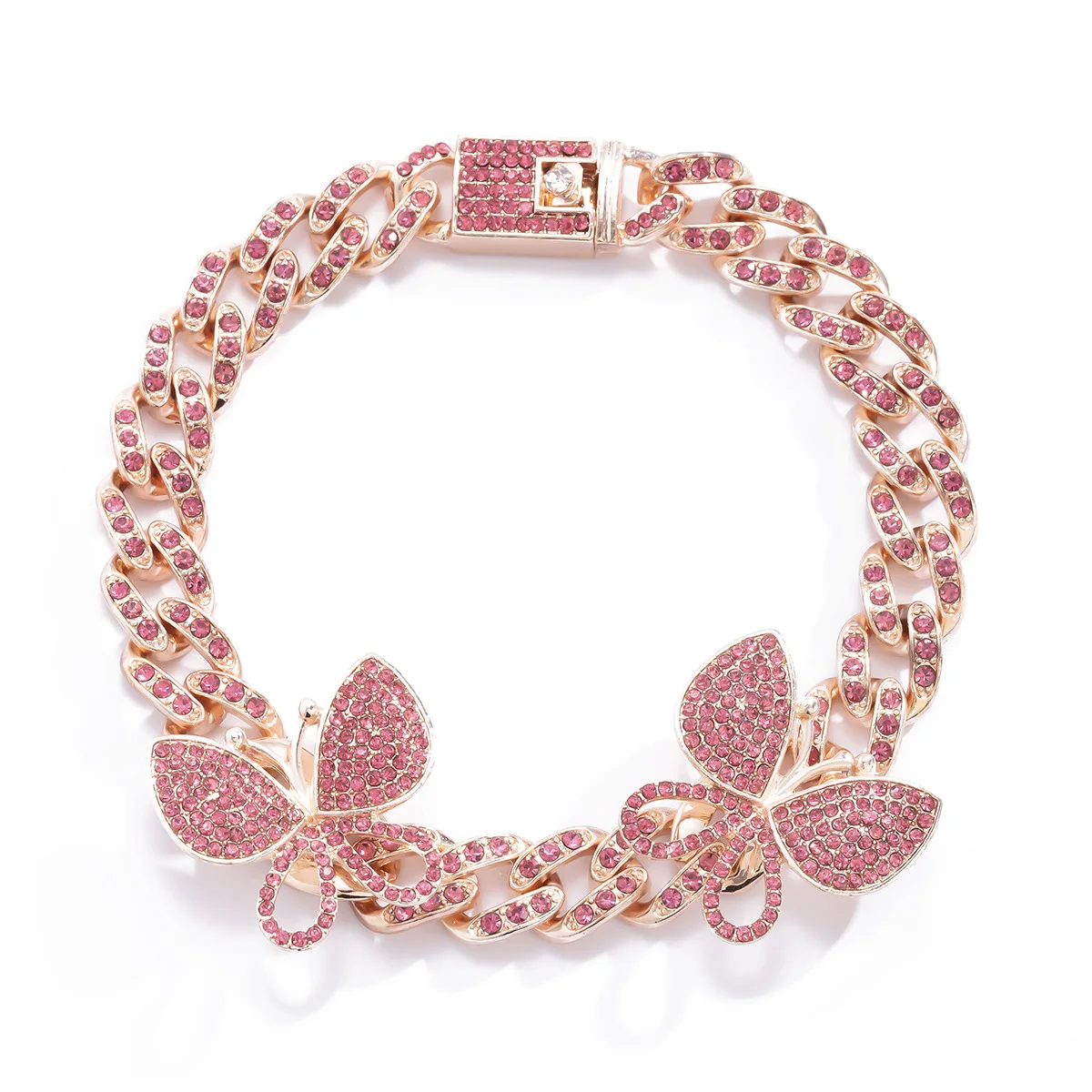 

Tennis Bling Link Chain butterfly anklet Cuban Link Adjustable anklet, As pictures