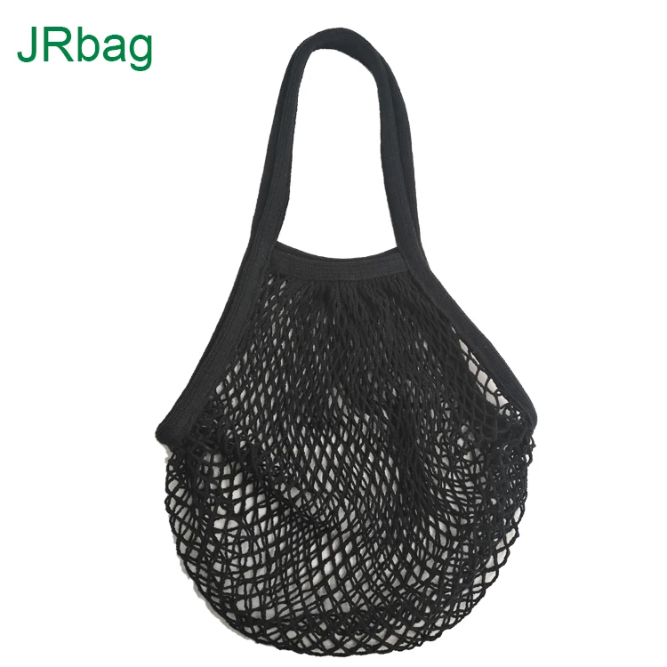 

Hot Selling Supermarket Black Made in 100% Cotton Mesh Net Shopping Bag