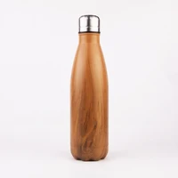 

Wood grain 17oz 500ml cola shaped stainless steel double walled chilly water thermos bottle vacuum flask keep cold for 24hrs