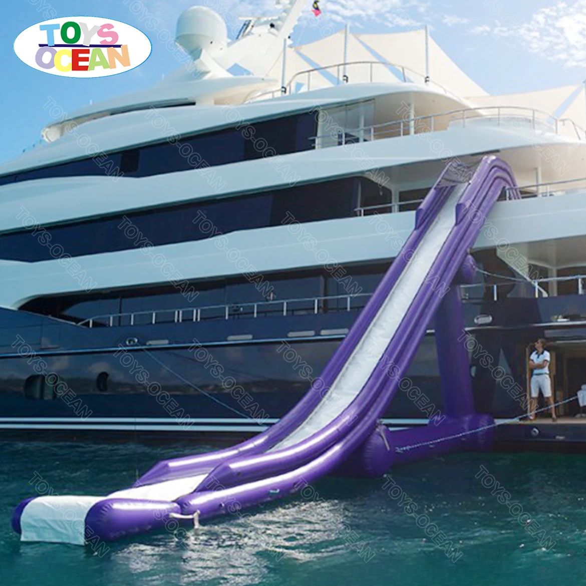 

2022 new customized inflatable floating water yacht slide for house boat