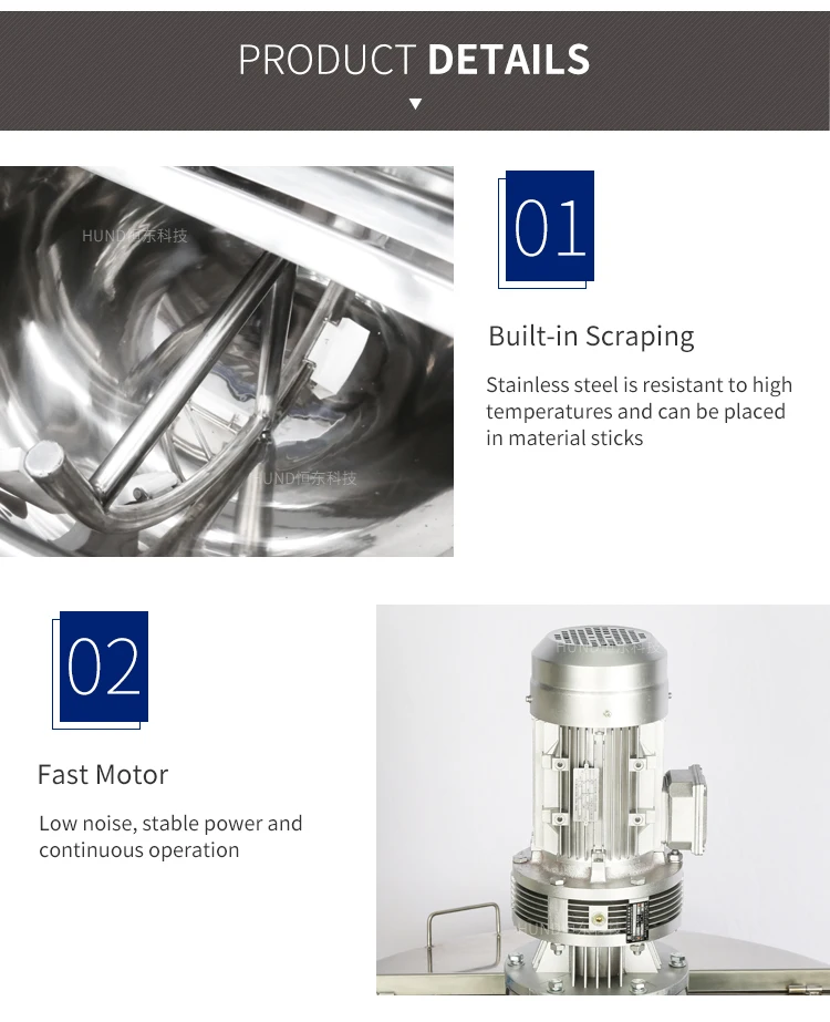 500 L Thermal Oil Heating Jacketed Reaction Kettle Industrial Cannery