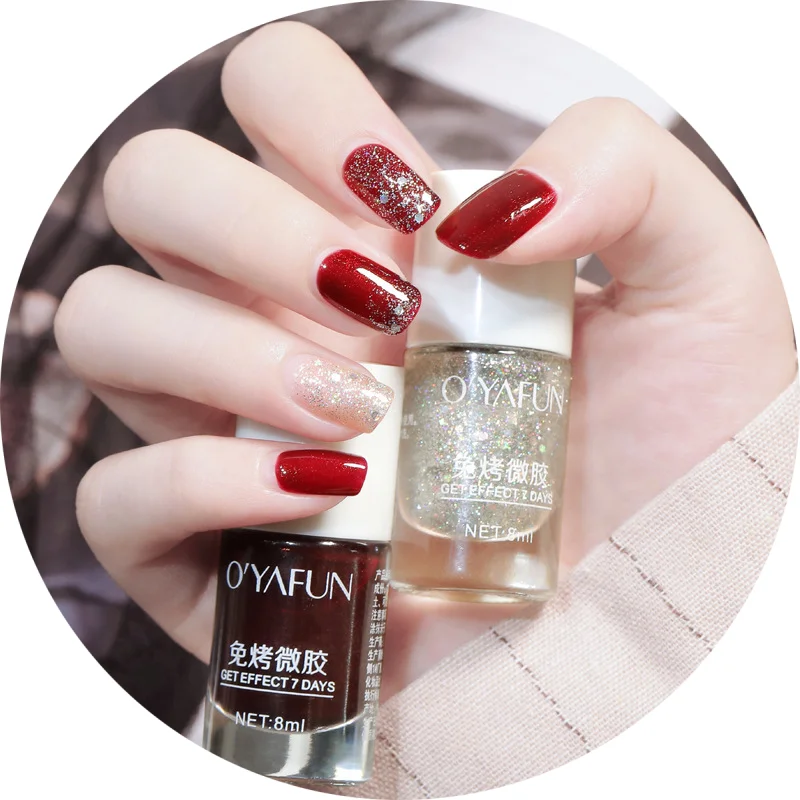 

RTS Cross-border water-based no-bake quick-drying nail polish sequin peelable nail art odorless nail polish