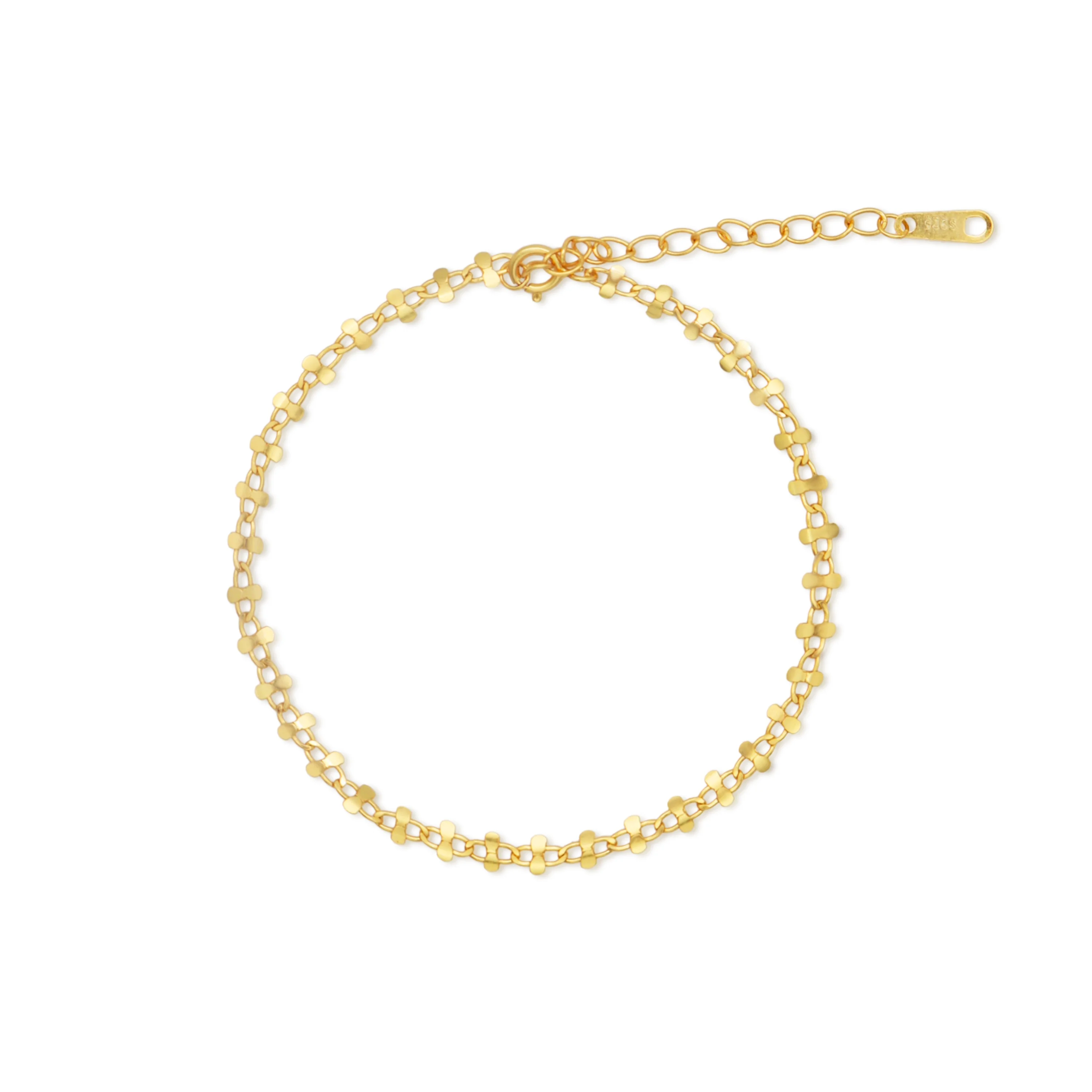 

Chris April In stock Fine jewelry 925 sterling silver gold plate custom vermeil ladder chain bracelet for women, Yellow gold