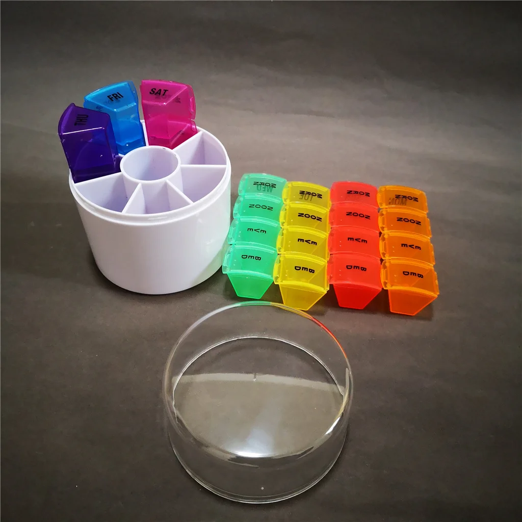 28 Compartments plastic cylinder Weekly Pill Box 