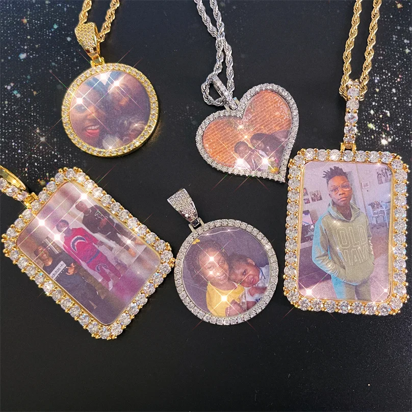 

Wholesale Fashion Sublimation Jewelry Blanks Gold Silver Circle Zircon Custom Photo Necklace, Picture