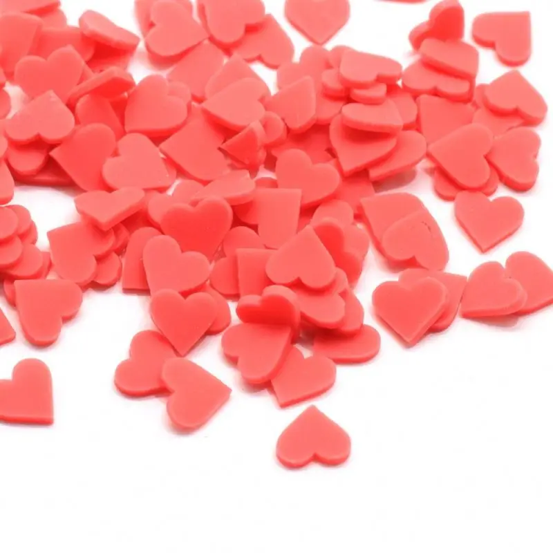 Nail Art Decoration 8MM Red Polymer Clay Heart Sprinkles Candy Heart Sugar Confetti Slime Supplies 500g Miniature Heart Slices