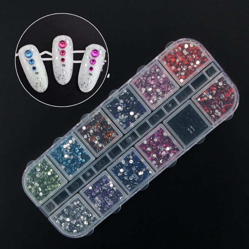 

Rhinestones wholesale fashion nail accessories 12 colors custom nail sticker for nails