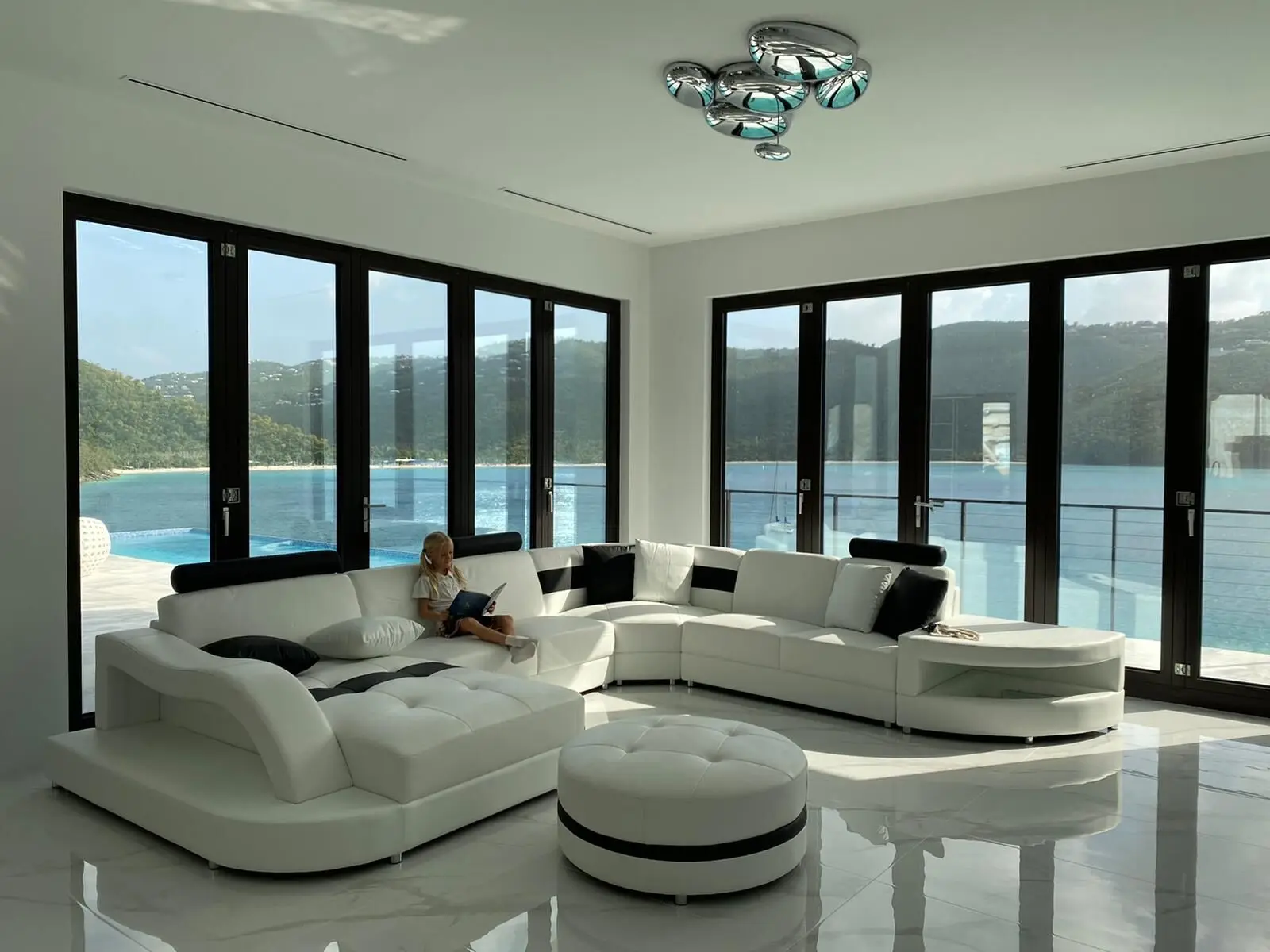 Luxury living room furniture home theatre system lounge leather sofa set