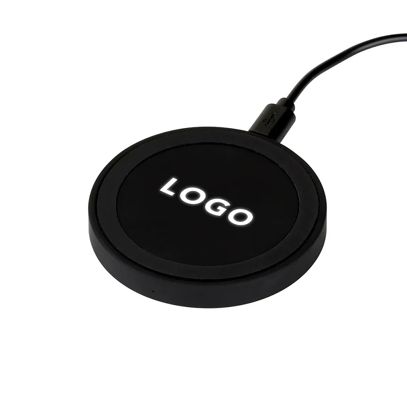 

2021 best seller 5W LED Light Up Logo Wireless Charger for smartphone, Black
