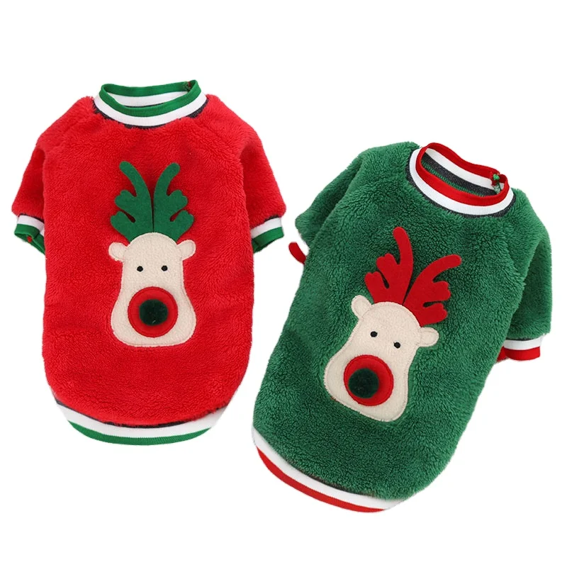 

New Design Christmas Pet Dog Clothes warm Flannel Elk Pet apparel