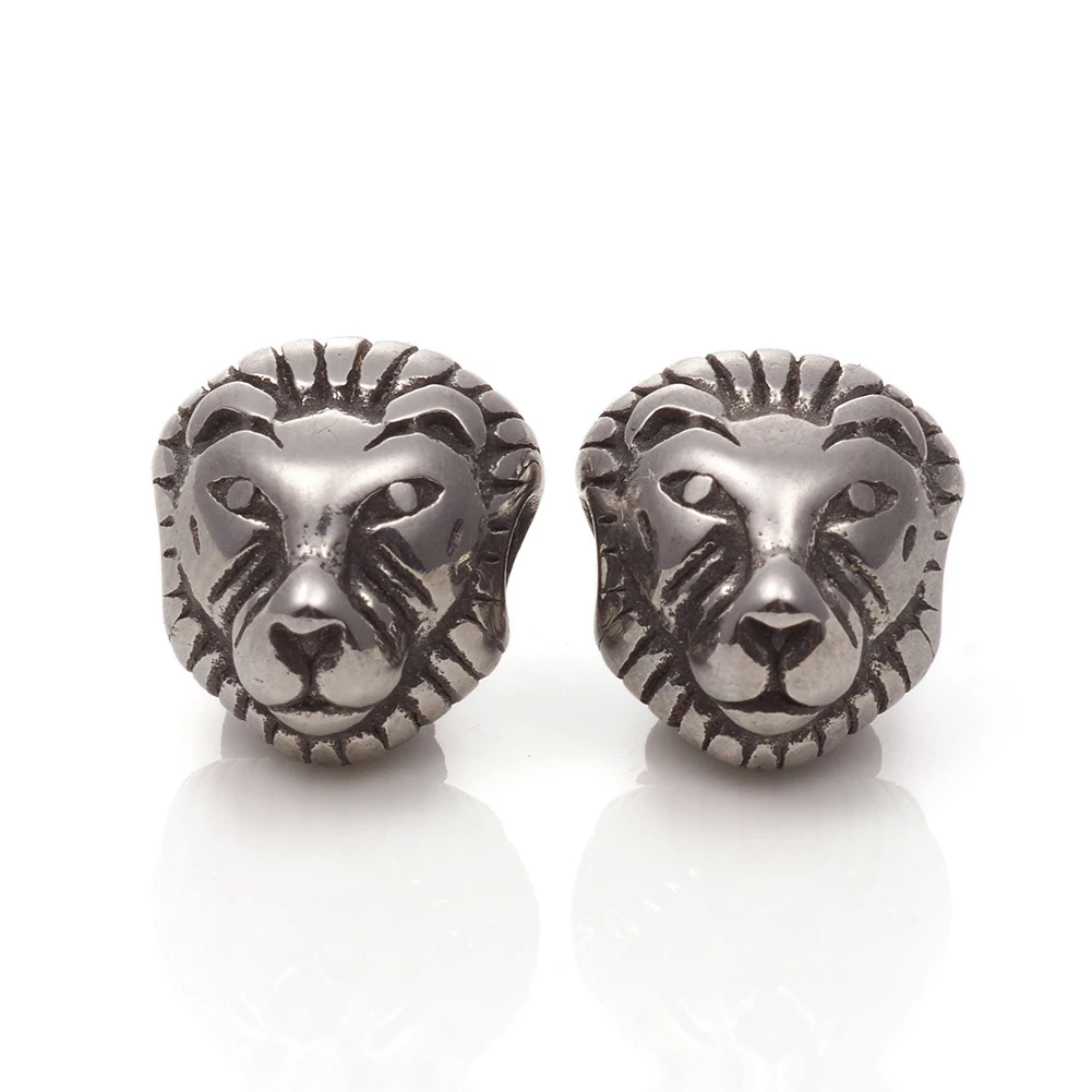 

PandaHall Antique Silver 316 Stainless Steel Lion Beads