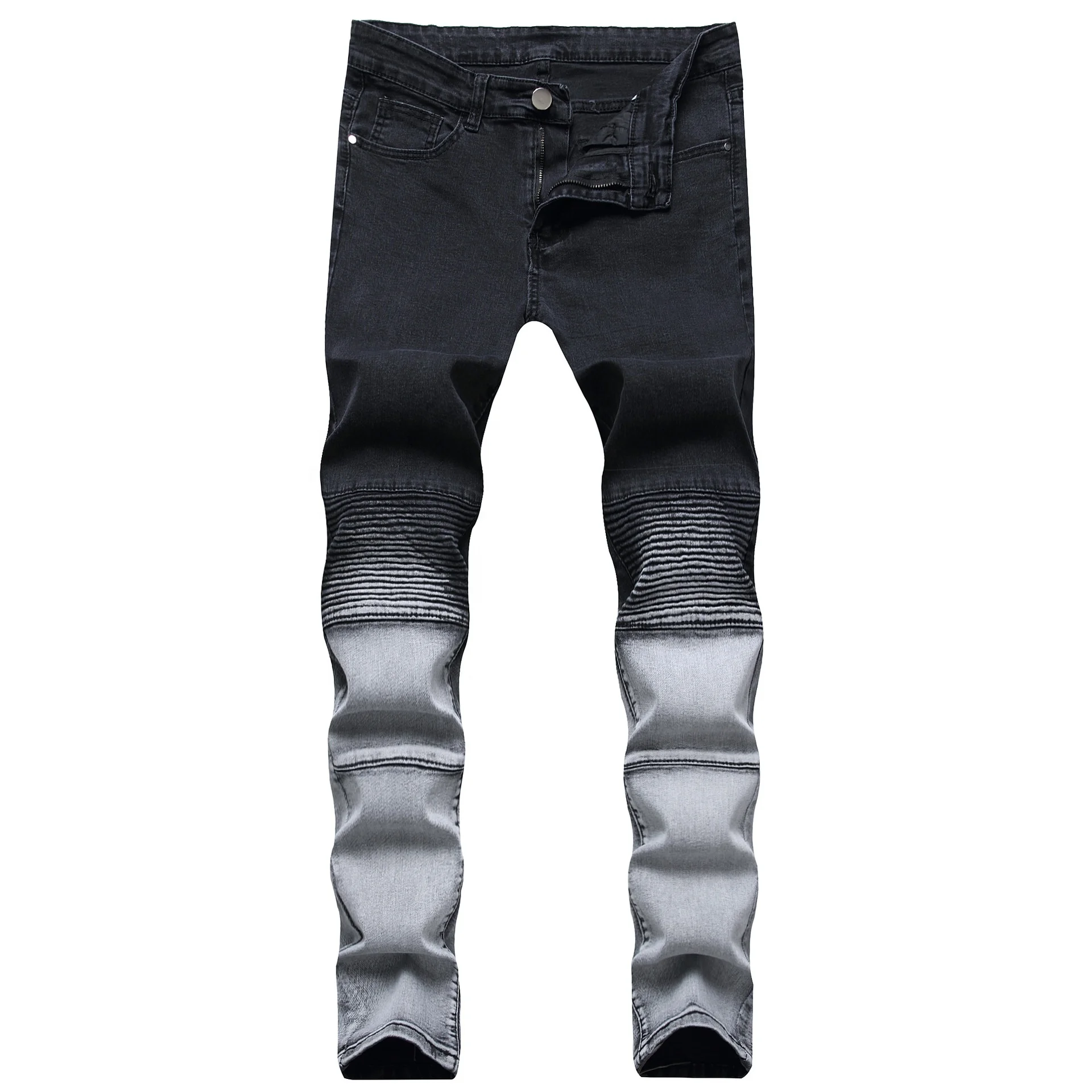 

2021 Classic biker jeans men wholesale china solid black skinny pantalones fashion mens denim jeans trousers