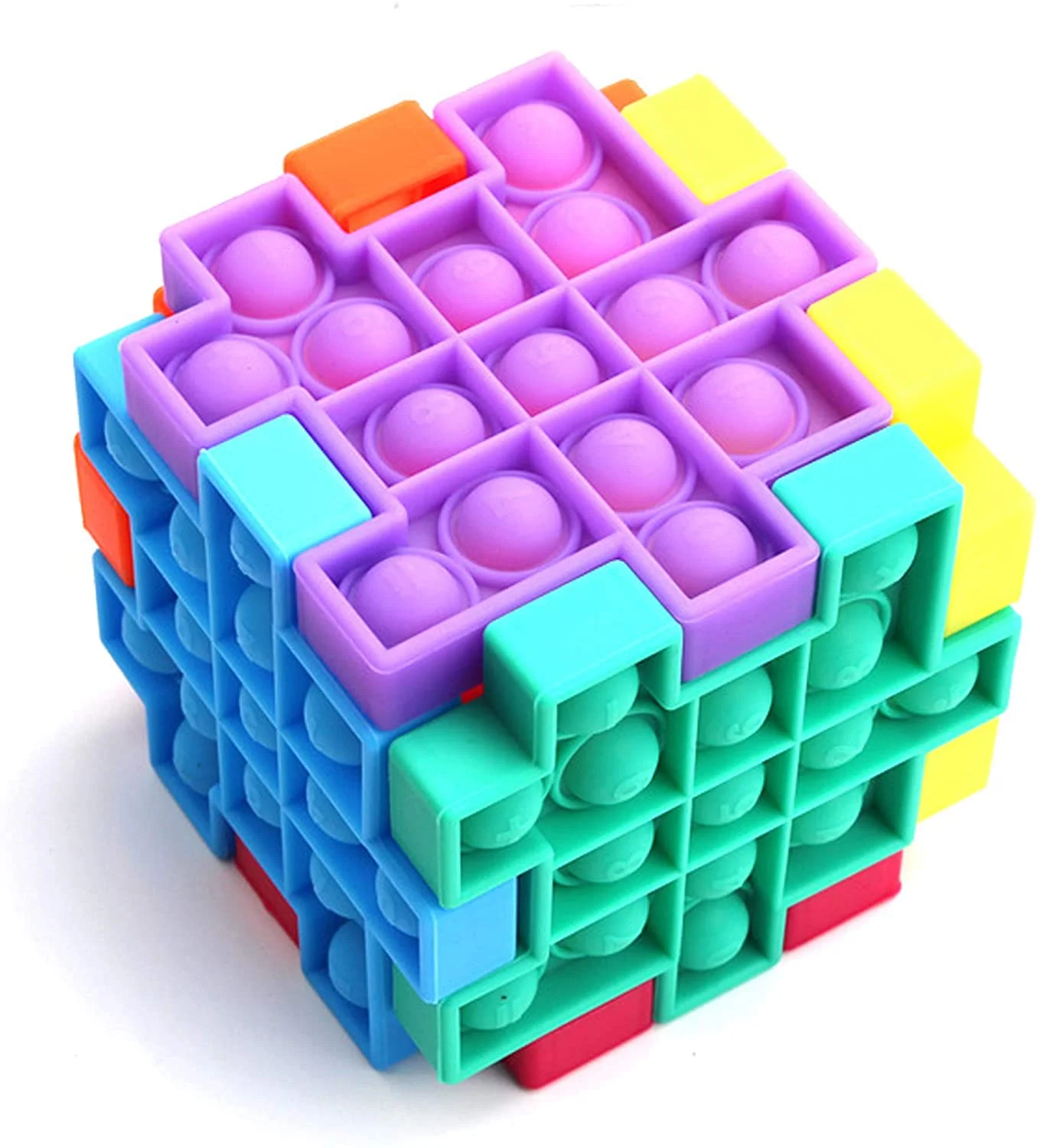 

Building Blocks Push Bubble Toys Anti Stress Puzzle Six pack Silicone Cube Fidget Toy