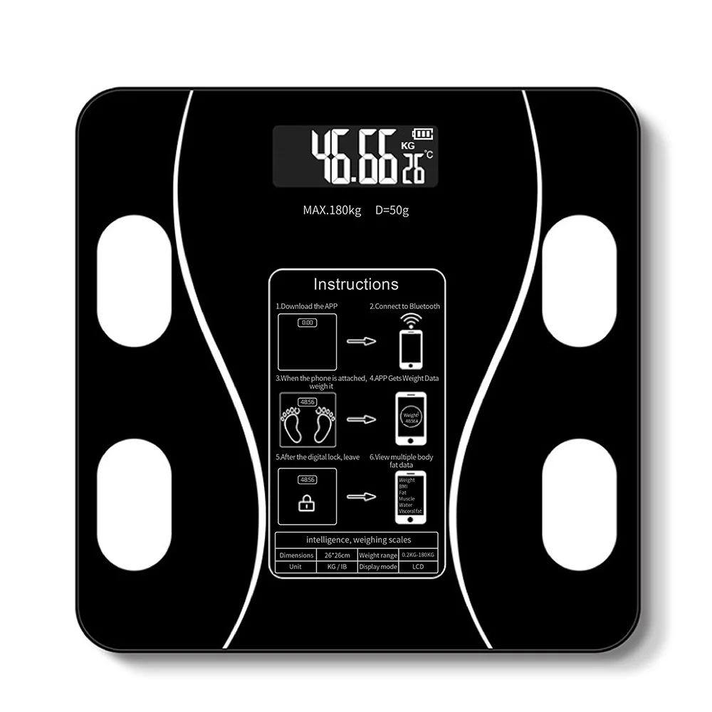 

Bathroom Body Fat bmi Scale Digital Human Weight Mi Scales Floor lcd display Body Index Electronic Smart Weighing Scales, Black/pink/white