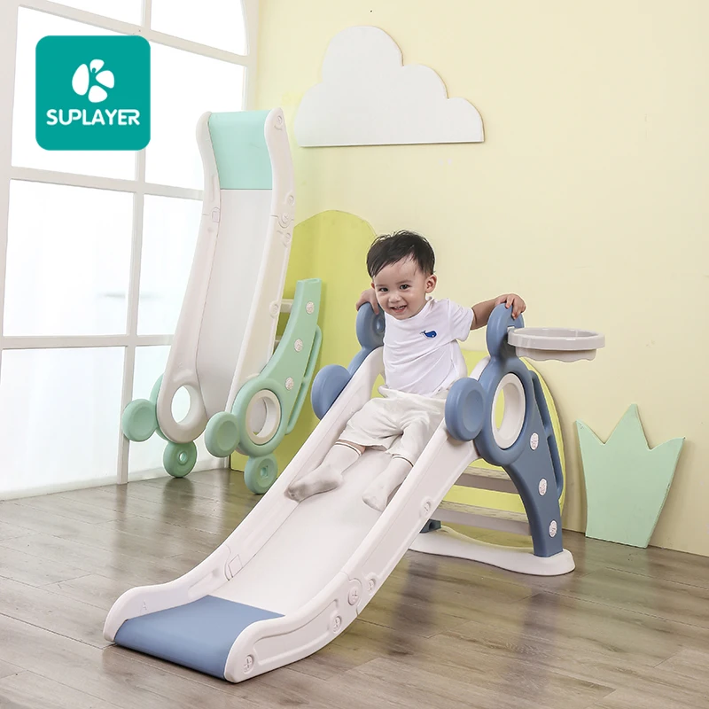 

Updated 2 in 1 Children Small Indoor Home Playground Toys Plastic Slide for Kids, Pink/red/green/blue/customized color