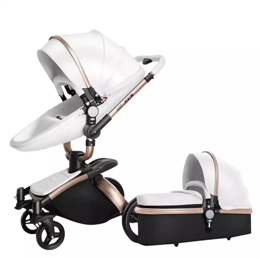 

Chinese luxury baby stroller supplier directly sale 3 in 1 high view baby pram carrier, White/black /brown/light blue