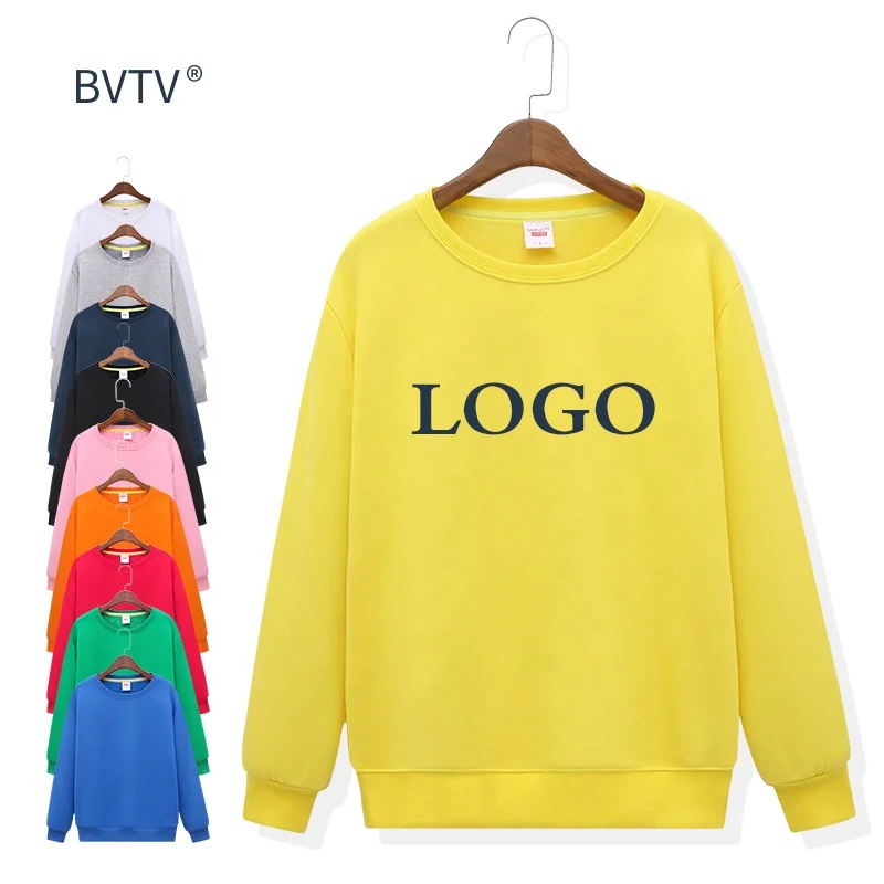 Custom logo High Quality Mens Crewneck Cotton Solid Color Blank OEM For printing Sweatshirts