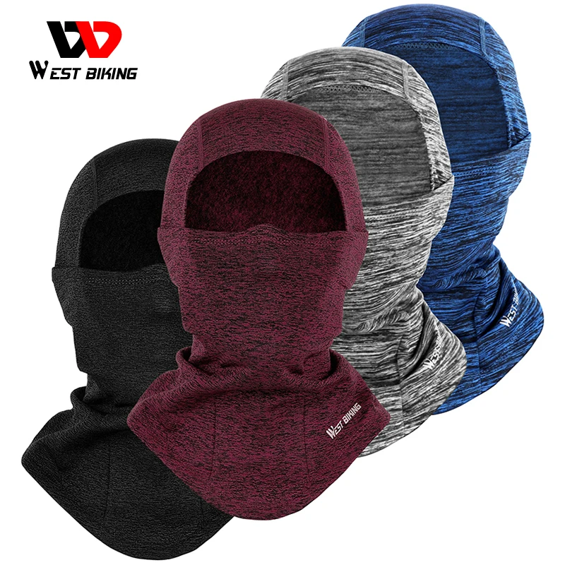 

WEST BIKING Winter 4 Colors Cycling Full Face Bicycle Mask Comfortable and Warm Bike Skiing Warm MTB Bike hat Face Winter Mask, Red,blue,dark gray,light gray
