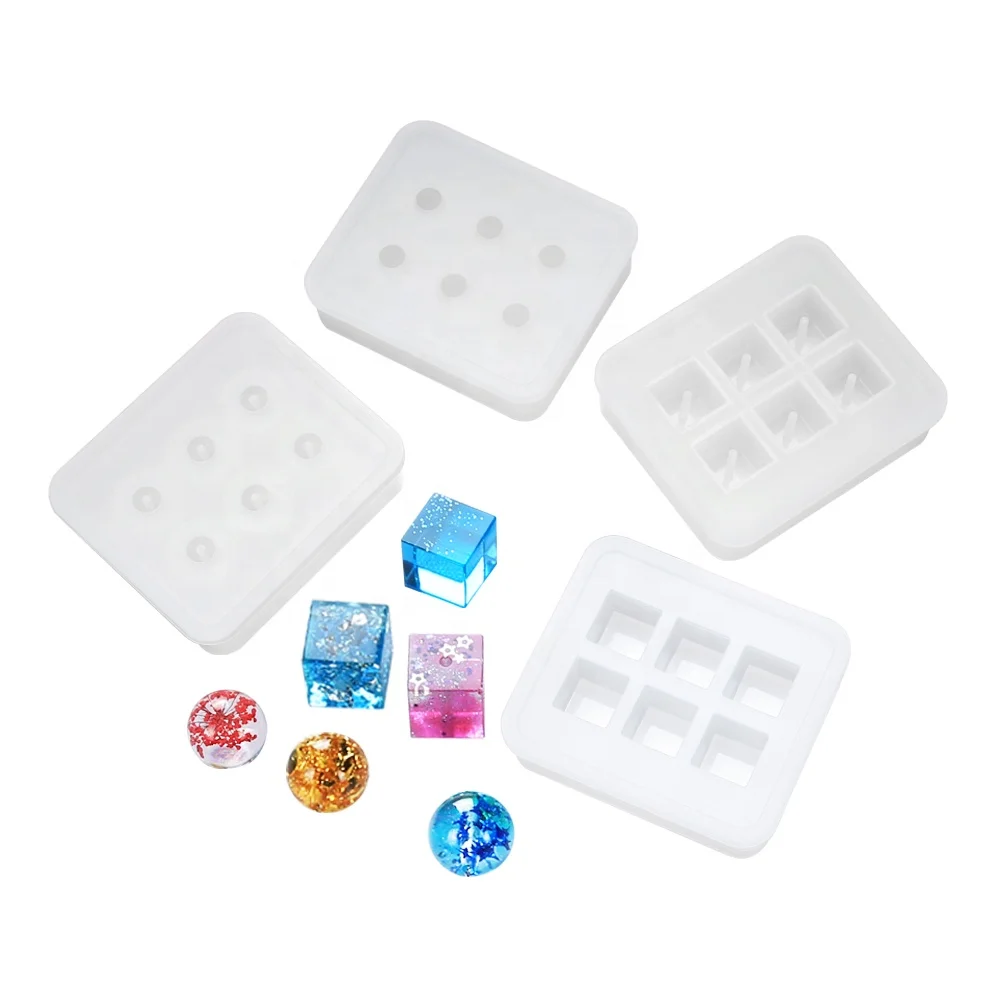 

Silicone Frozen Ice Ball Mold Square and Sphere Ball Bead Molds with Holes Round Resin Epoxy Mold for Jewelry Making-6 Cavities, White