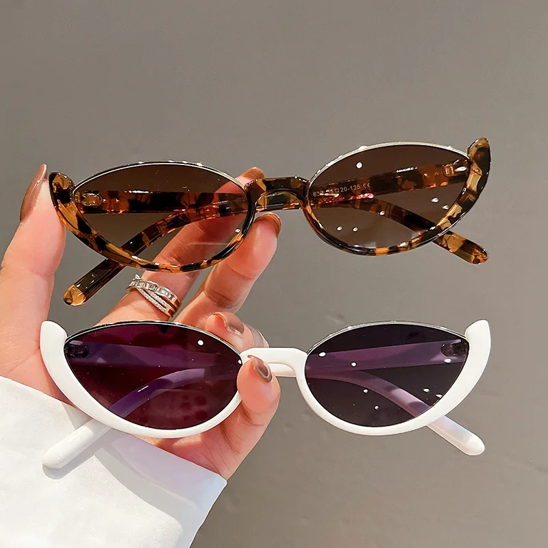 

1194 Vintage Half Frame Small Oval Sunglasses For Women New Fashion Rivet Elegant Sun Glasses Frame Female Shades 2023