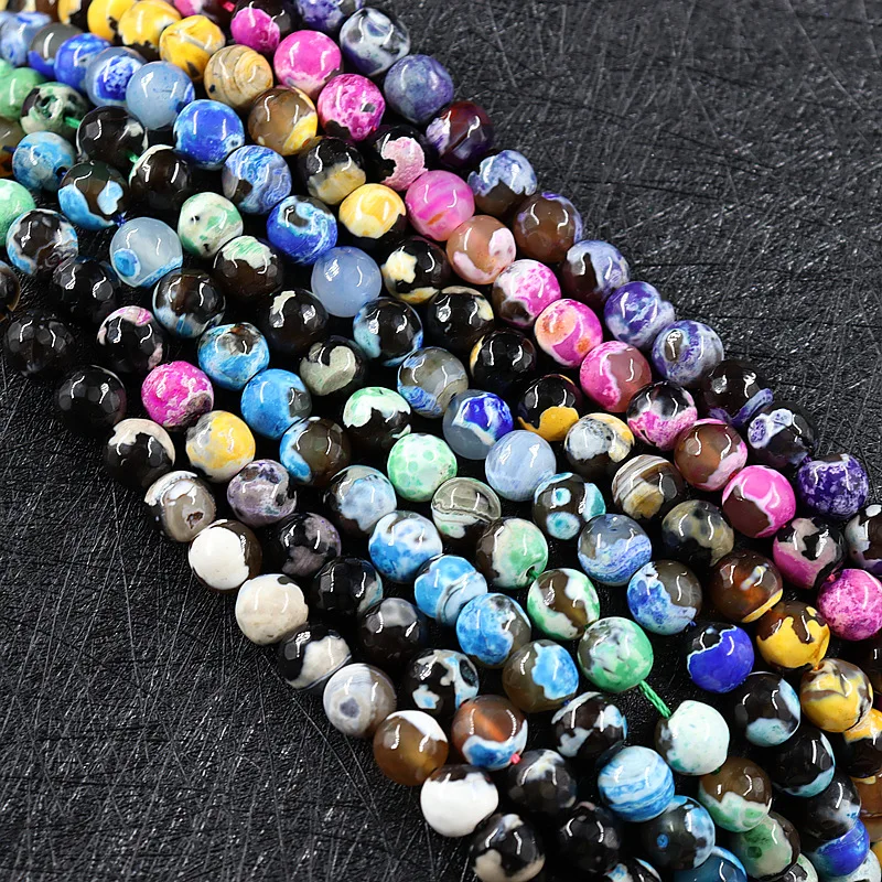

Faceted fire agate natural stone beads handmade diy accessories loose beads