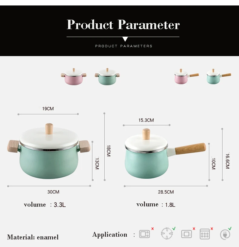 Japanese Enamel Porcelain Cookware Pot And Saucepan Enamel Milk Pan