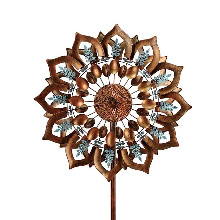 

Garden Yard Art Wind Spinner On Pole Wind Spinner Sculpture Christmas Wind Spinner, Copper and teal