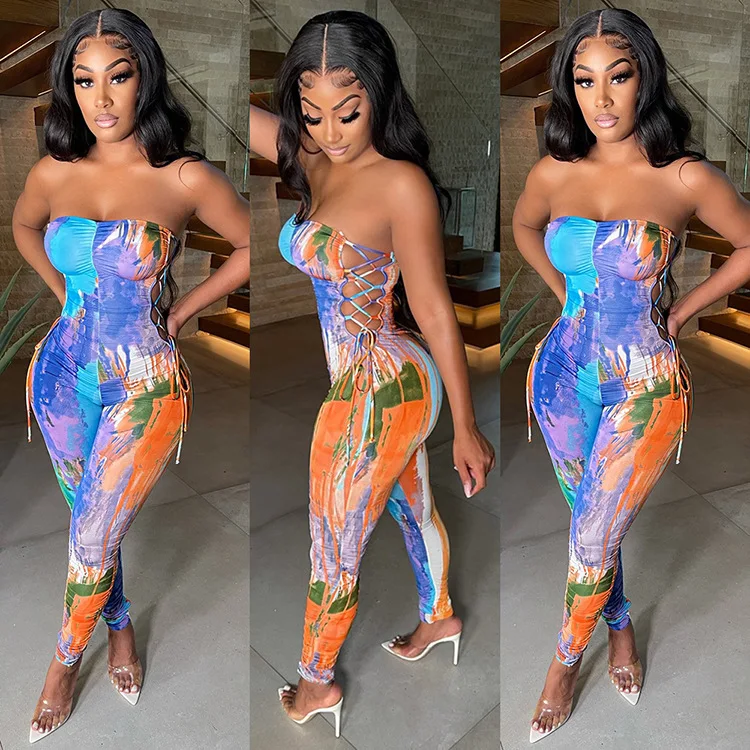 

Summer Hot Sale Ladies Long Jumpsuit Clothing Tracksuit Rompers One Piece Floral Jumpsuit for Women