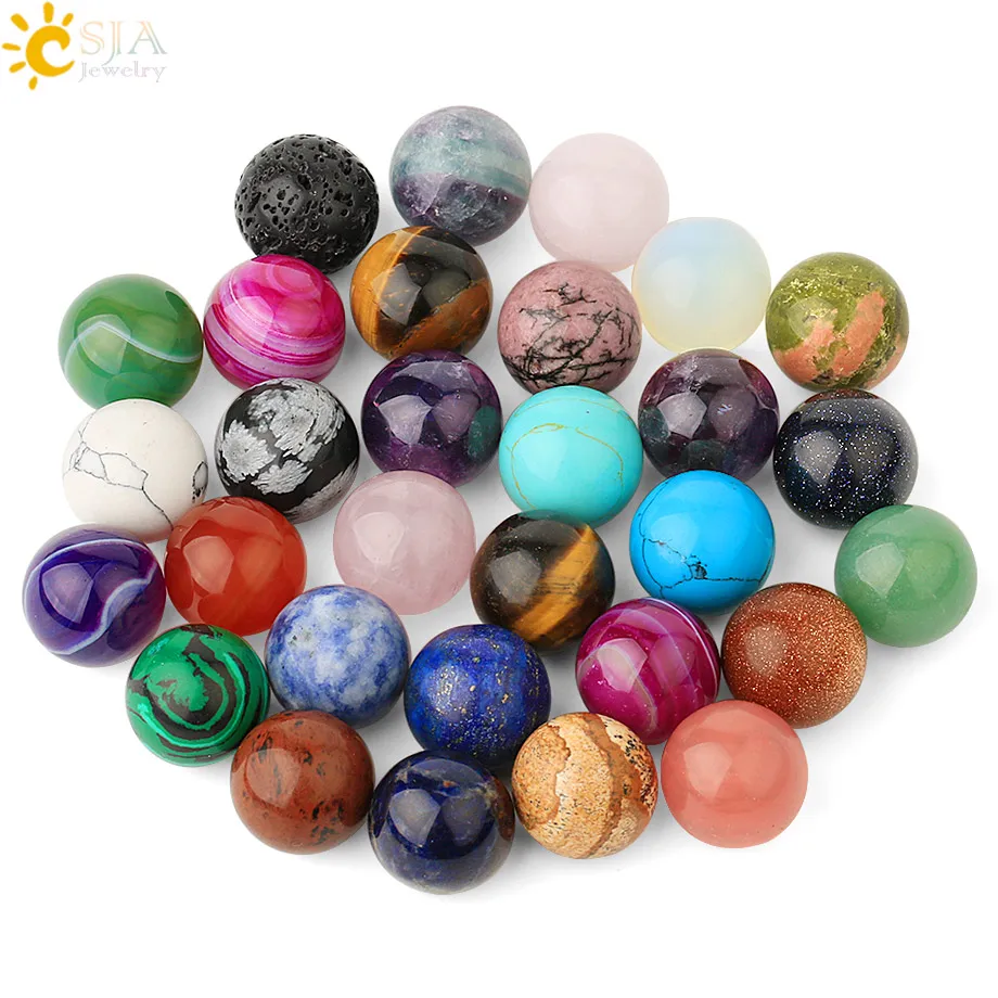 

CSJA wholesale natural crystal stone no hole round loose bead for DIY jewelry 5pcs/set G591