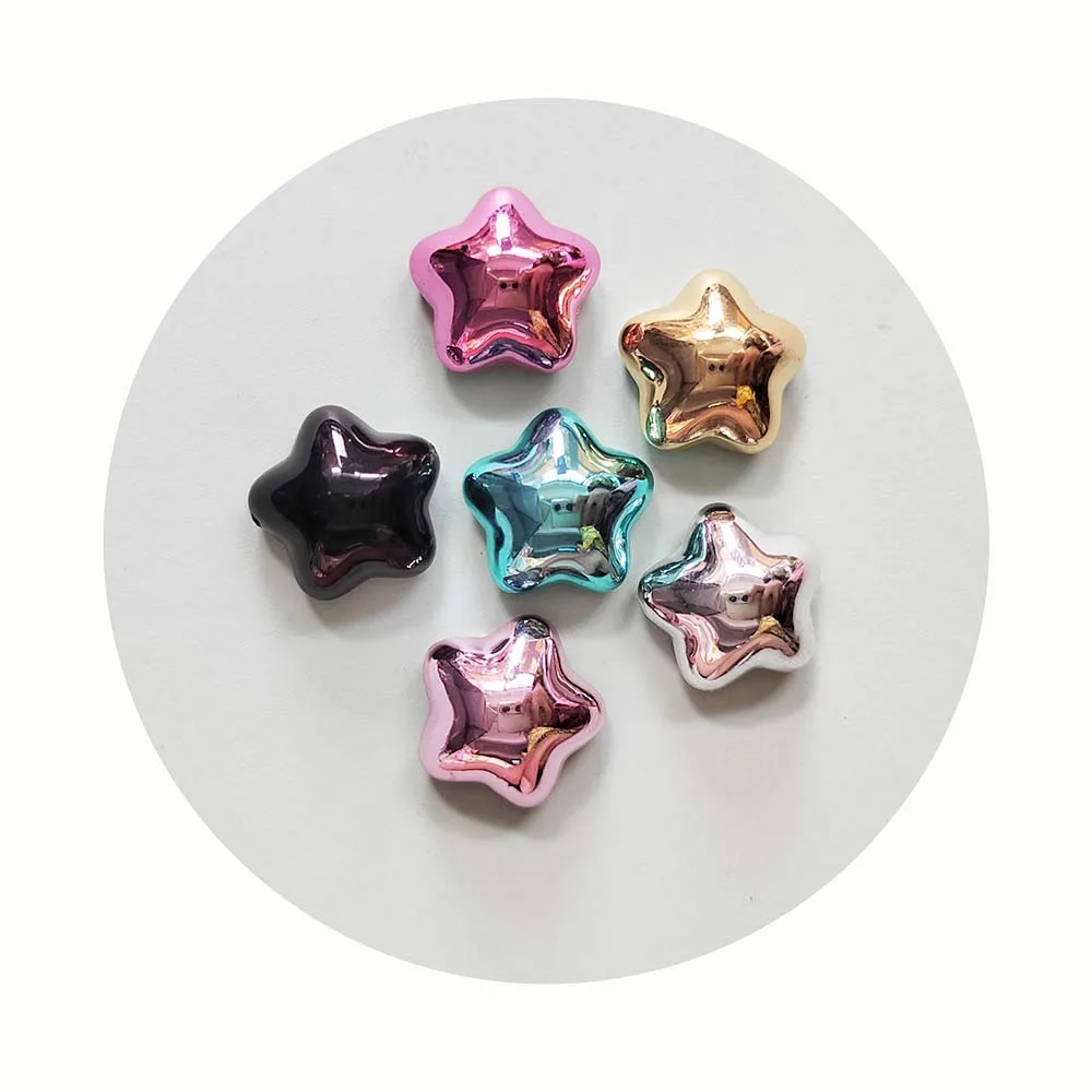 Shiny Metallic Star Series Resin Flat Back Cabochons for Hairpin Scrapbooking DIY Jewelry Craft Decoration Accessories