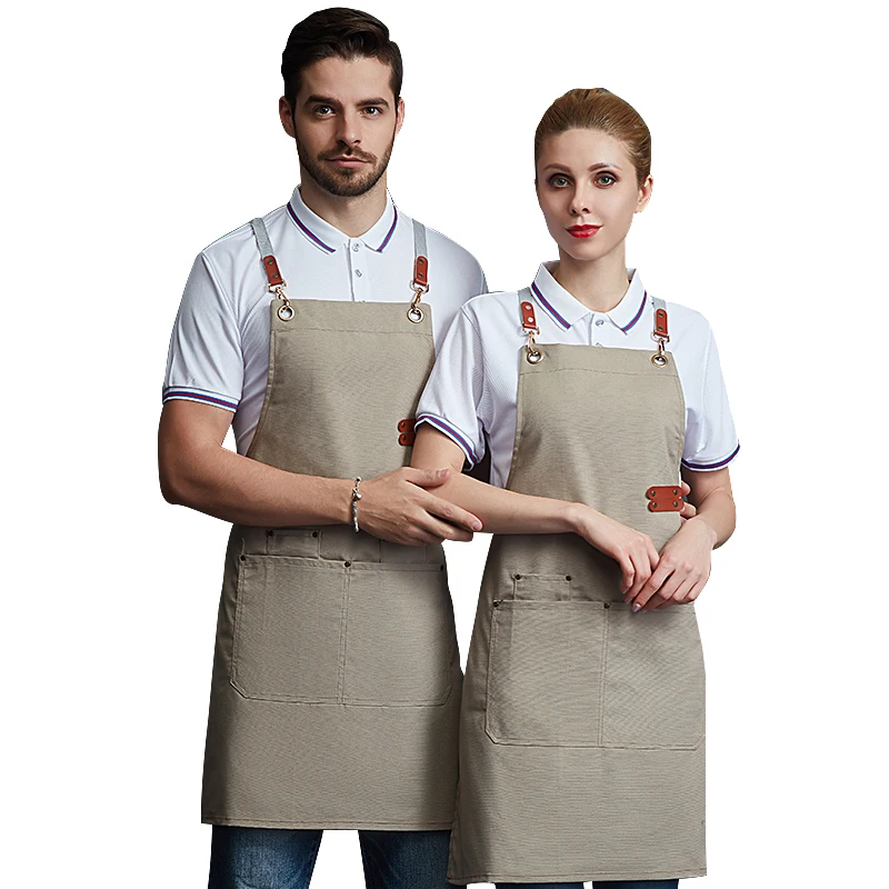 

Custom logo simple Japanese denim apron kitchen home barista restaurant canvas work apron, Black red blue gray khaki brown