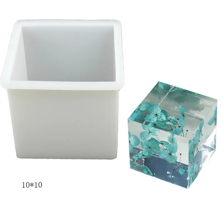

Y1530 Shiny 10*10cm square silicone resin mold for table decoration