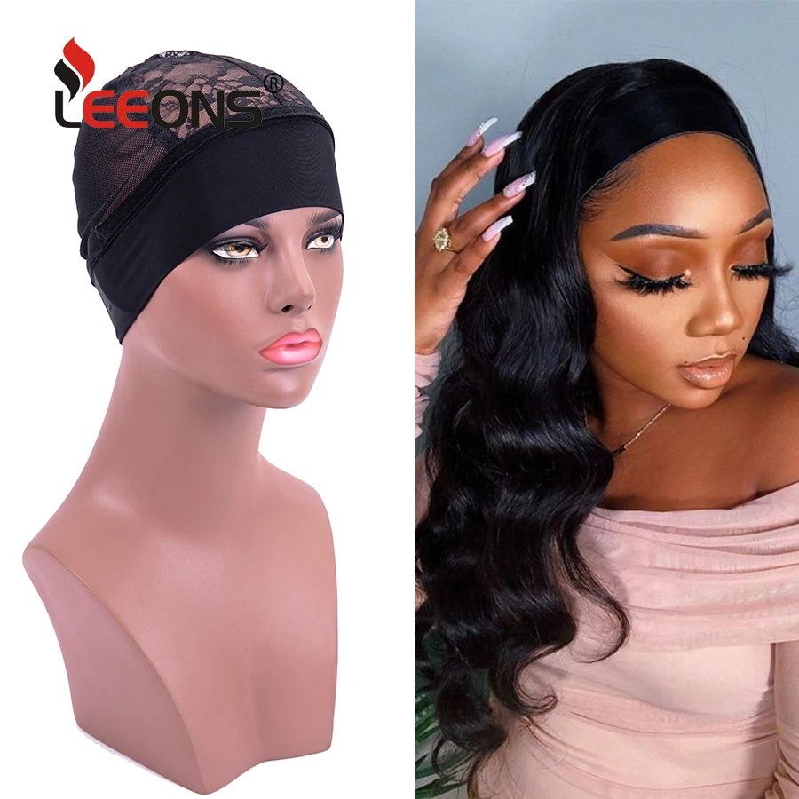 

Leeons Black Lace Adjustable Headband Wig Caps For Headband Wigs Making