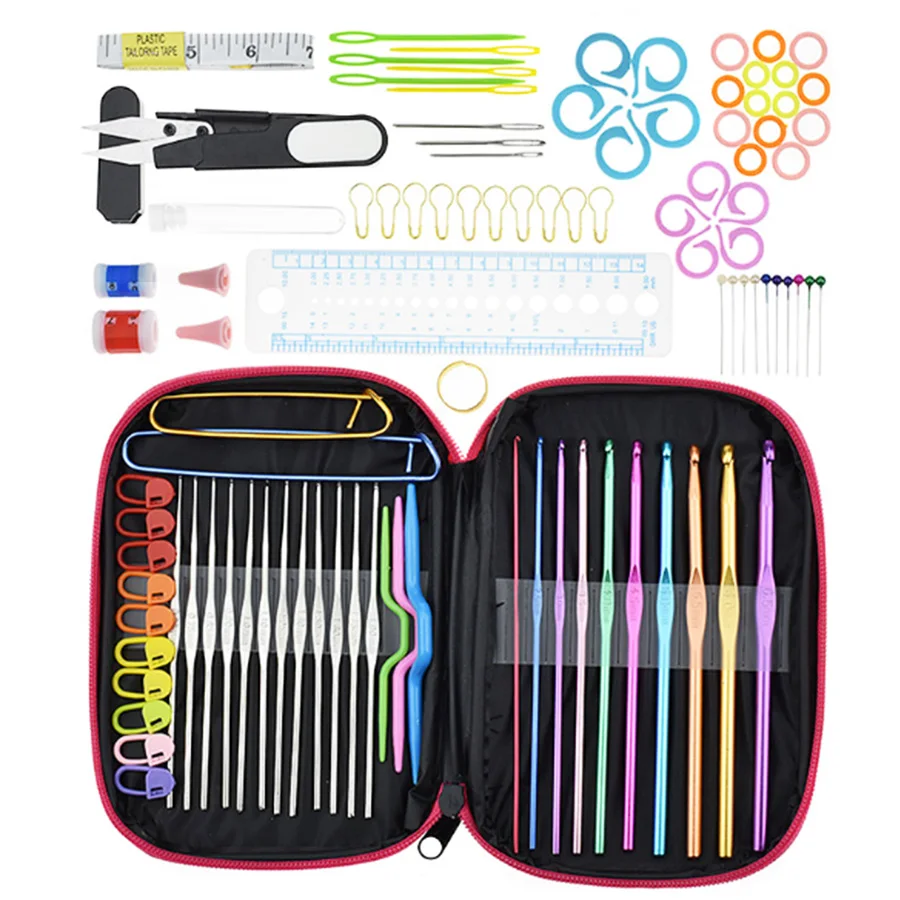 

wholesale 100pcs plastic sewing kit crochet hooks set for kids knitting