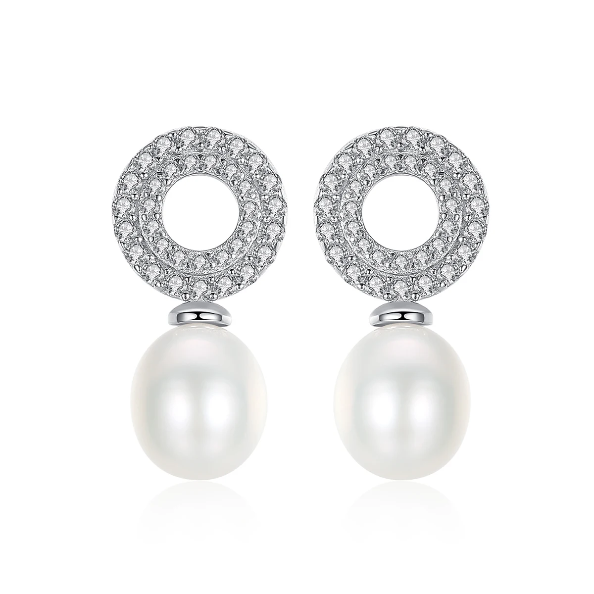 

Micropave Earrings 925 Sterling Silver Happy Mother'S Day Round Circle Pearl Cubic Zirconia Stud Earrings