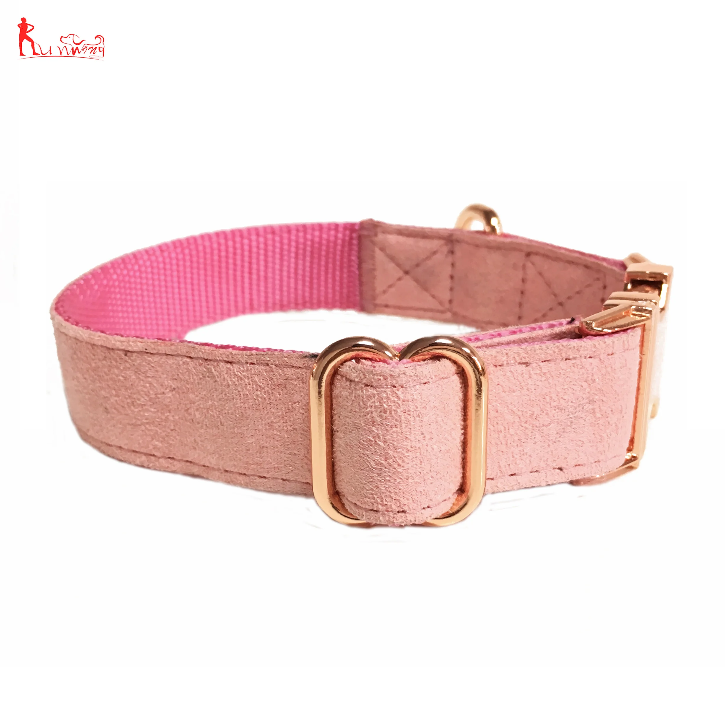 Premium Soft Velvet Pink Pet Dog Collar And Leash Set,Adjustable