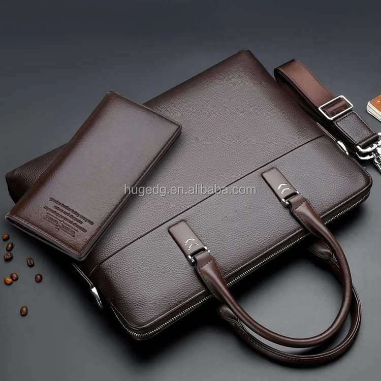 

New design hot selling top quality men shoulder leather briefcase, Black brown custom