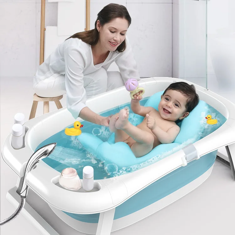 

M279 New Design Temperature Sensing Bath Tub Kids Swimming Washing Bathtub Portable Shower Bathtub Foldable Baby Bath Tub, Pink, blue