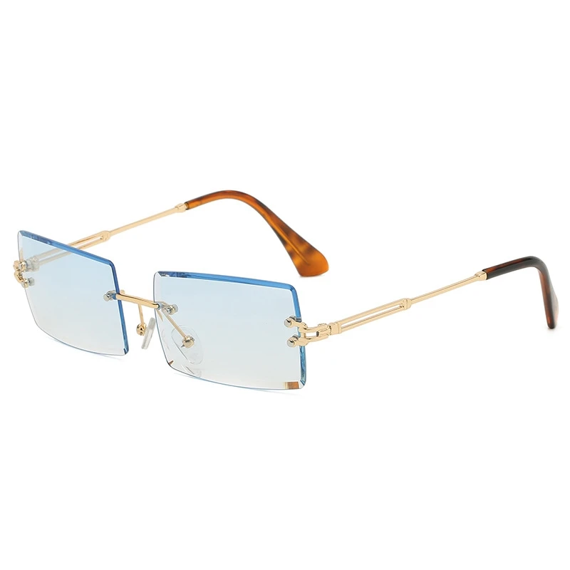 

Fashion Newest 2021 Best Selling Thin Metal Frame Small Rimless Rectangle Sunglasses Women