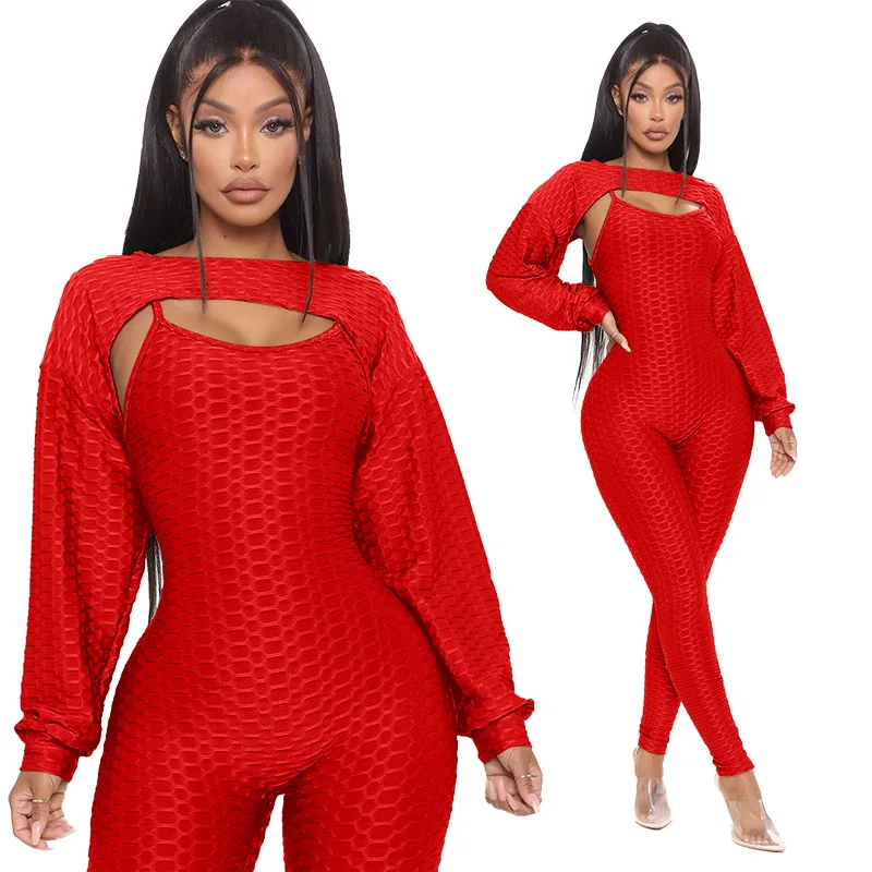 

spaghetti strap One Piece Jumpsuit Bodycon Two Piece Sets Yoga Jumpsuit Women's running Tracksuit outfits women two pieces ladie