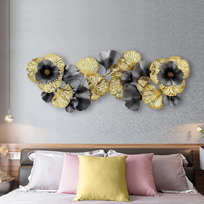

Hollow Gold Luxury Flower Ginkgo biloba Leaves Layers Home living Room Cafe Metal Wall Hanging Decor, Brown,grey,chocolate or customized
