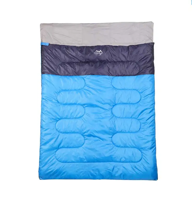 

Bulk Manufacture Outdoor Camping Ultralight Envelope Winter Cold Weather Travel 2 Person White Goose Down Sleeping Bags, Blue