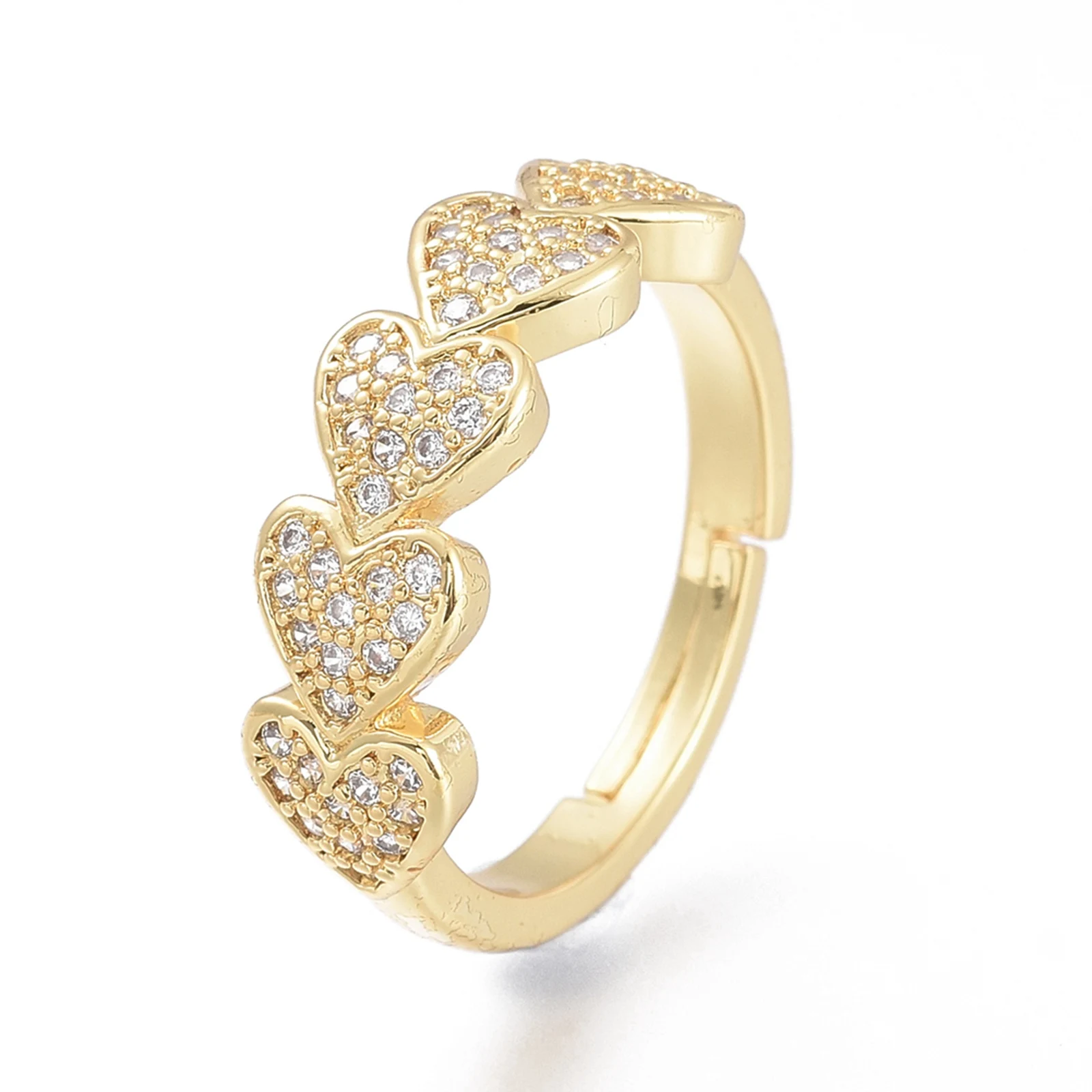 

PandaHall Size 6 Heart Real 18K Gold Plated Cubic Zircon Finger Rings