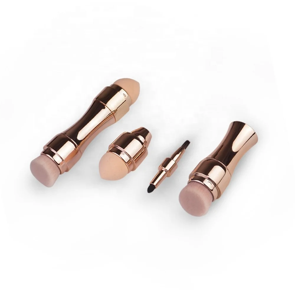 

Rose Gold Makeup Brush Separable 4 in 1 Mini Brush Cosmetic Brush Makeup Set Portable Retractable