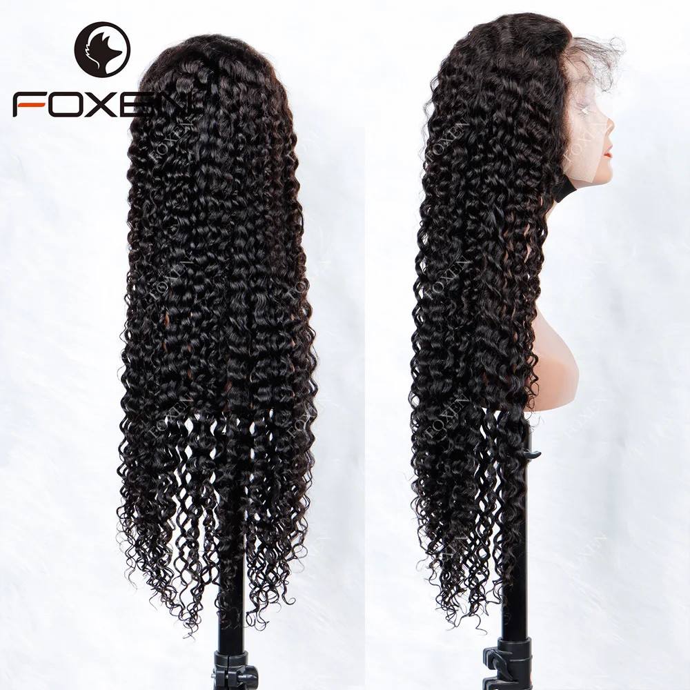 

Foxen wigs Cheap Unprocessed Raw Indian Human Hair Cuticle Aligned water wave lace front wig hd lace frontal