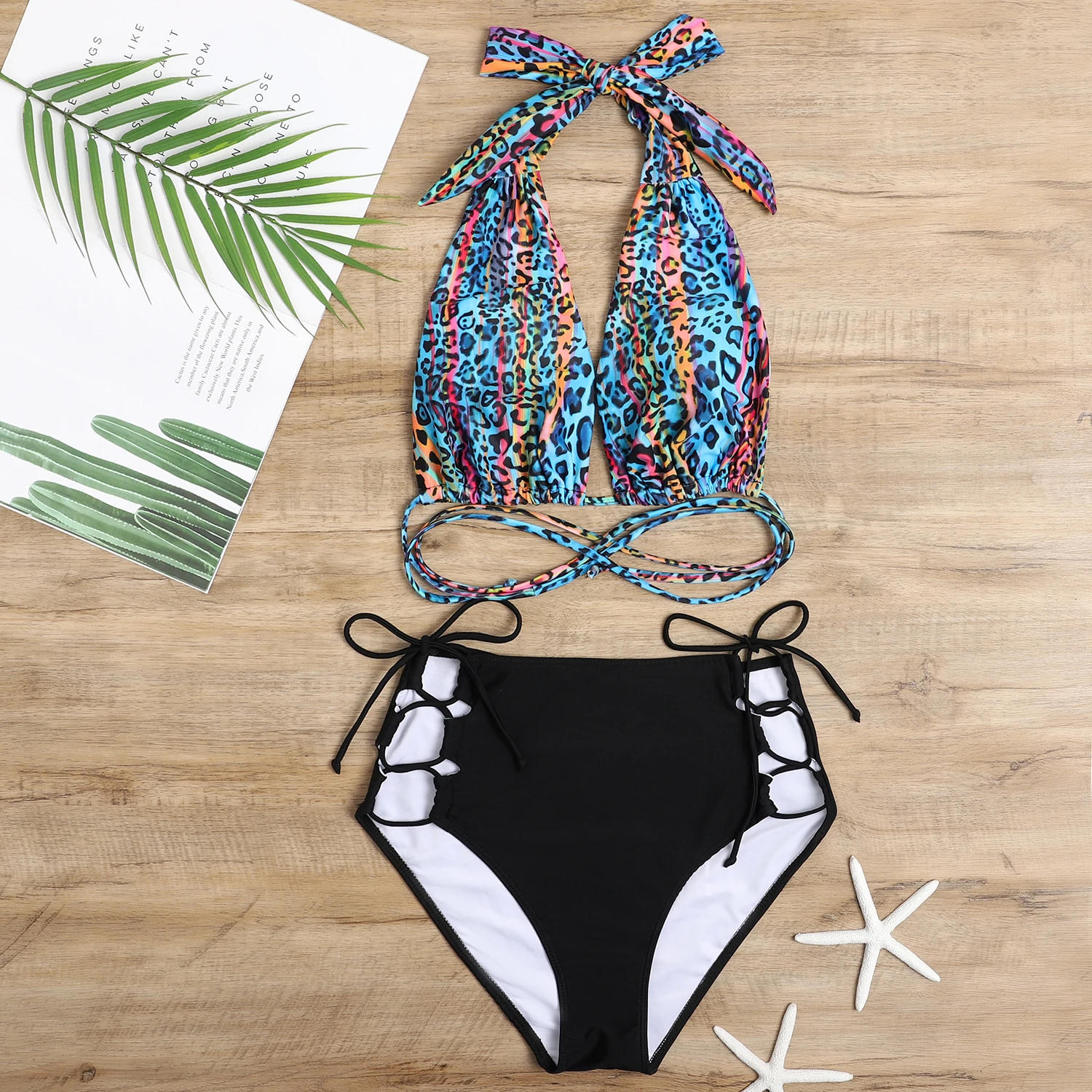 

Leopard Swimwear 2021 Bikini Two Piece Swim Wear Hollow Out Swimwear Women