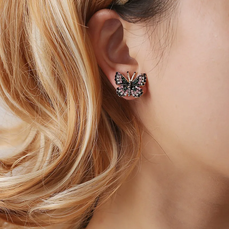

Rhinestone Girls Women Earrings 2021 Fashion Korean Butterfly Stud Earrings