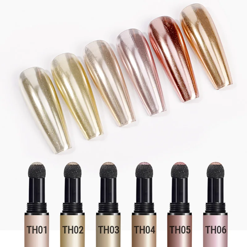 

Mirror Glitter Metallic Color Nail Decoration Rose Gold Series Chrome Flakes Dust Nail Powder Pigment, 6 colors