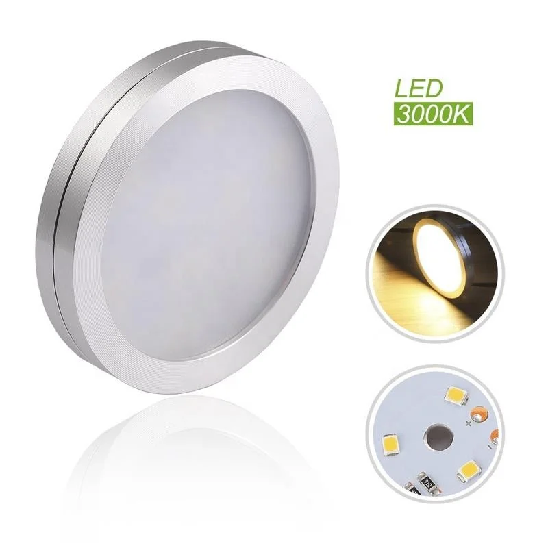 Good quality surface mounted dimmable / touch switch led mini puck lights for showcase