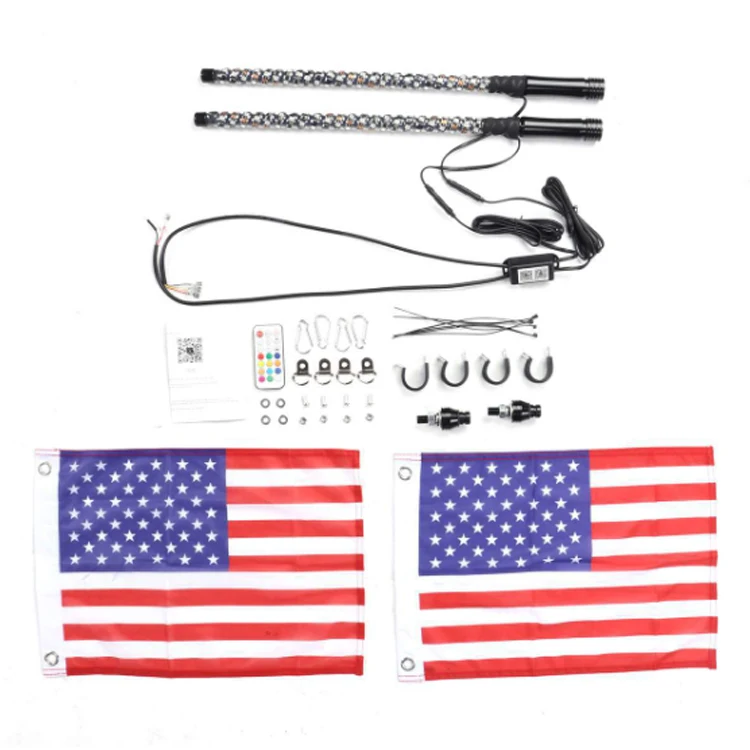 

Flexible LED whip light IP67 cross-country beach flag pole lamp magic color APP remote dual control racing flag lamp